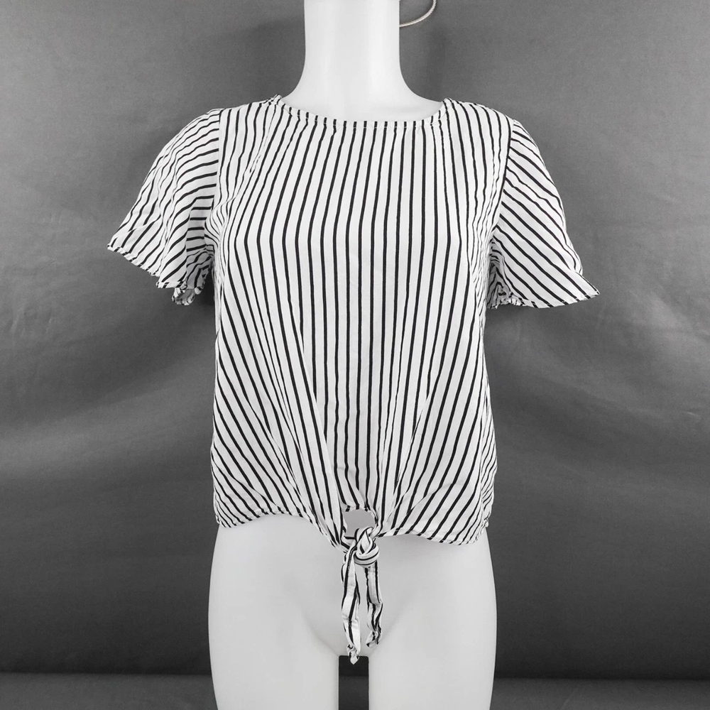 Elegant Black and White Striped Women's Blouse